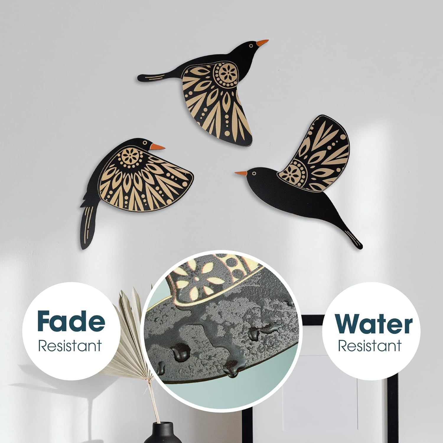 Wooden 3D 5 Pieces Birds on Rope Wall Art - Image 10